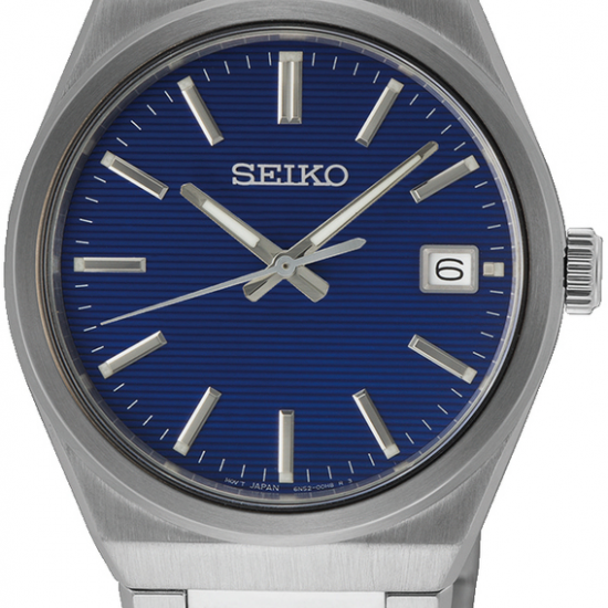 Seiko horloge met blauwe wijzerplaat en saffier glas 10bar - 2010314