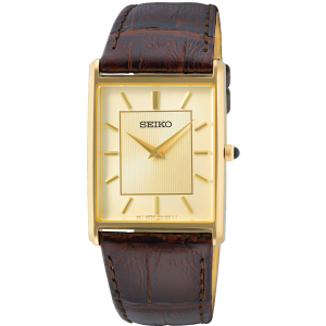 Seiko heren goudkleurig horloge met langwerpige kast - 2010318 Seiko heren goudkleurig horloge met langwerpige kast - 2010318