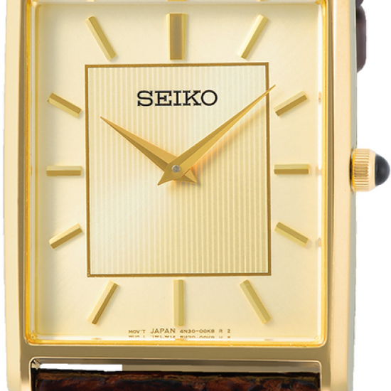 Seiko heren goudkleurig horloge met langwerpige kast - 2010318