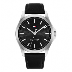 Tommy Hilfiger horloge zwarte wijzerplaat en lederen band - 2010344
