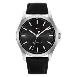 Tommy Hilfiger horloge zwarte wijzerplaat en lederen band - 2010344 Tommy Hilfiger horloge zwarte wijzerplaat en lederen band - 2010344