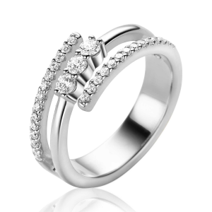 ZINZI ring zilver 3 rij multi-look met zirconia - 2010362 ZINZI ring zilver 3 rij multi-look met zirconia - 2010362