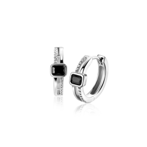 ZINZI zilveren oorringen met zwarte en witte zirconia's - 2010368 ZINZI zilveren oorringen met zwarte en witte zirconia's - 2010368