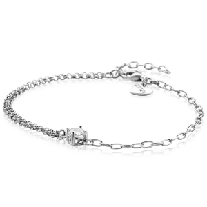 ZINZI zilveren armband met twee schakeltjes en zirconia - 2010375
