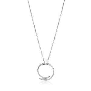 ZINZI zilveren collier met open grote ronde hanger met zirconia's - 2010380 ZINZI zilveren collier met open grote ronde hanger met zirconia's - 2010380