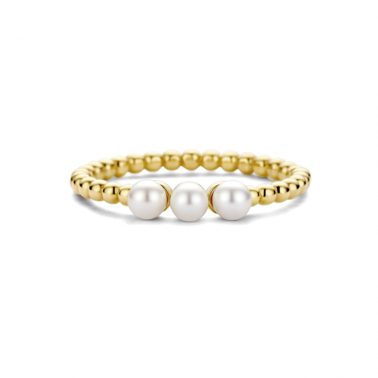 Swing jewels gouden bolletjes ring met drie parels - 2010401
