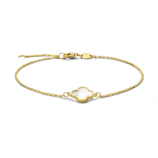 Swing jewels gouden armbandje met parelmoer klavertje - 2010403