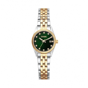 Olympic bicolor dames  horloge staal met stalen band groene plaat - 2010556 Olympic bicolor dames  horloge staal met stalen band groene plaat - 2010556