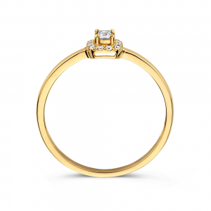 Geelgouden ring met entouragezetting en een emerald geslepen zirkonia. - 2010558