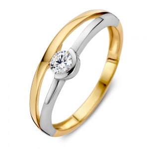 Gouden bicolor ring met zirconia - 2010581 Gouden bicolor ring met zirconia - 2010581