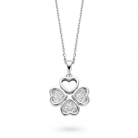 Rosa di luca collier met hanger klavertje vier waarvan 3 gezet met zirconia - 2010592