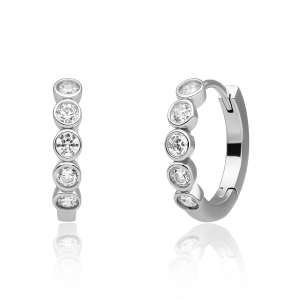 Sparkling Jewels earrings tube huggies silver cz - 2010636 Sparkling Jewels earrings tube huggies silver cz - 2010636