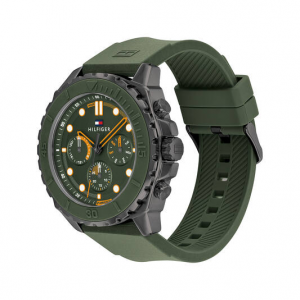 Tommy Hilfiger heren horloge Morgan met groene wijzerplaat en band - 2010666 Tommy Hilfiger heren horloge Morgan met groene wijzerplaat en band - 2010666
