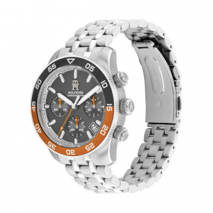 Tommy Hilfiger heren horloge TH85 chrono met duikers lunette oranje en grijs - 2010669 Tommy Hilfiger heren horloge TH85 chrono met duikers lunette oranje en grijs - 2010669