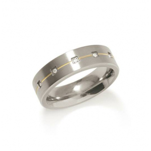 Bccia ring bicolor met 5 diamantjes - 2010674