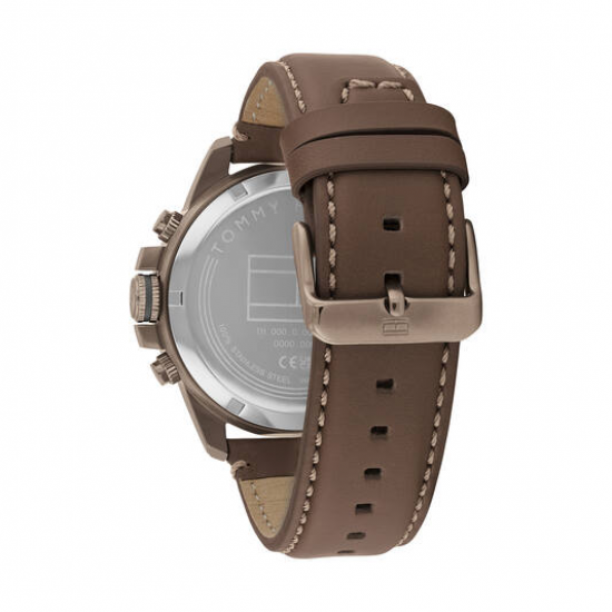 Tommy Hilfiger heren horloge Jameson kakhi band en champagne  kakhikast - 2010703