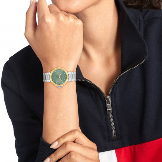 Tommy Hilfiger dames horloge Lori bicolor met groene wijzerplaat - 2010704