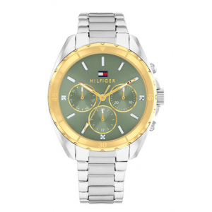 Tommy Hilfiger dames horloge Mellie bicolor met groene chronoplaat - 2010706 Tommy Hilfiger dames horloge Mellie bicolor met groene chronoplaat - 2010706