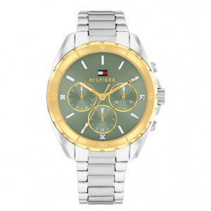 Tommy Hilfiger dames horloge Mellie bicolor met groene chronoplaat - 2010706 Tommy Hilfiger dames horloge Mellie bicolor met groene chronoplaat - 2010706