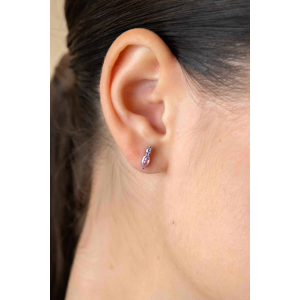 zinzi oorknopjes met roze en witte steen - 2010707