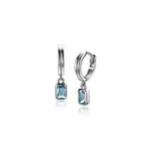 Zinzi zilveren oorring met blauwe langwerpige hanger - 2010708 Zinzi zilveren oorring met blauwe langwerpige hanger - 2010708
