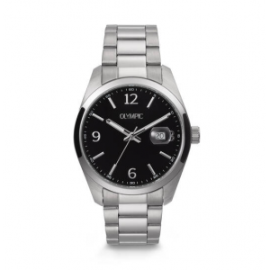 Olympic ,heren horloge stalen band en kast, zwarte plaat  5atm - 2010724 Olympic ,heren horloge stalen band en kast, zwarte plaat  5atm - 2010724