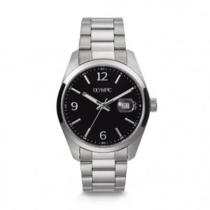 Olympic ,heren horloge stalen band en kast, zwarte plaat  5atm - 2010724 Olympic ,heren horloge stalen band en kast, zwarte plaat  5atm - 2010724