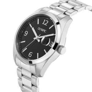 Olympic ,heren horloge stalen band en kast, zwarte plaat  5atm - 2010724 Olympic ,heren horloge stalen band en kast, zwarte plaat  5atm - 2010724