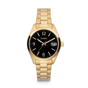 Olympic dames horloge goudkleur zwarte wijzerplaat - 2010728 Olympic dames horloge goudkleur zwarte wijzerplaat - 2010728