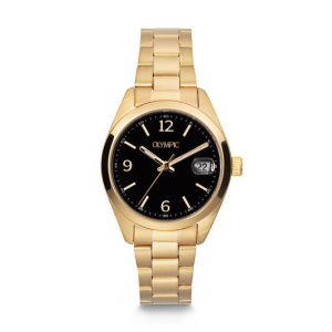 Olympic dames horloge goudkleur zwarte wijzerplaat - 2010728 Olympic dames horloge goudkleur zwarte wijzerplaat - 2010728