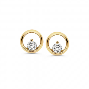 Gouden oorknopjes open cirkel met 1 zirconia - 2010731