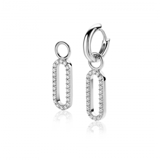 Zinzi  zilveren oorbedels ovale vorm bezet met zirconia - 2010766