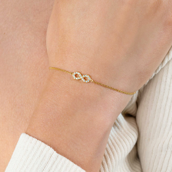 ZINZI armband  infinity met zirconia's geel verguld - 2010850