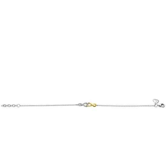 ZINZI zilveren armband bicolor vebonden infinity met 1 zirconia - 2010852