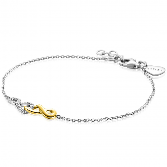 ZINZI zilveren armband bicolor vebonden infinity met 1 zirconia - 2010852