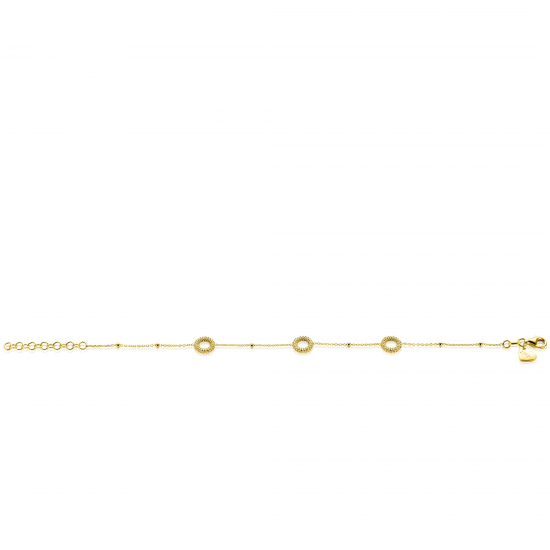 ZINZI zilveren armband verguld met drie open rondjes - 2010854