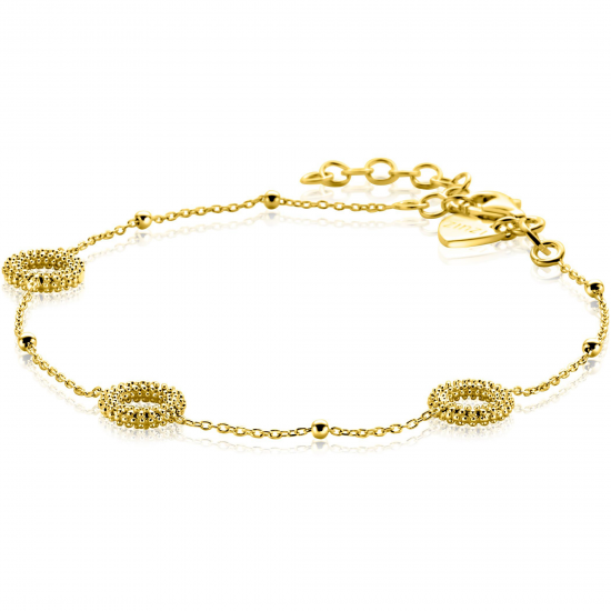 ZINZI zilveren armband verguld met drie open rondjes - 2010854