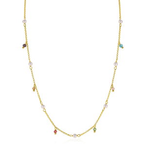 ZINZI zilveren collier geel verguld met parel en kleursteentjes - 2010858 ZINZI zilveren collier geel verguld met parel en kleursteentjes - 2010858