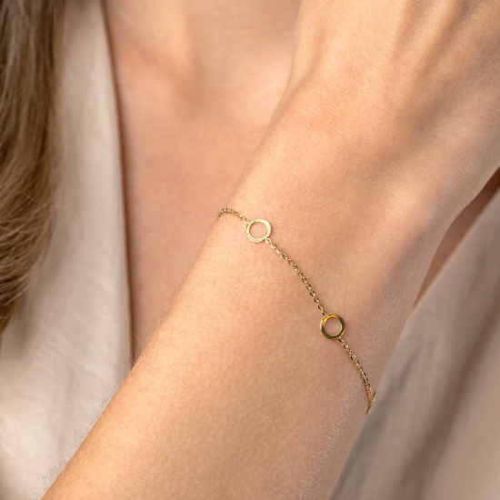 ZINZI gouden armband met 3 open rondjes - 2010859