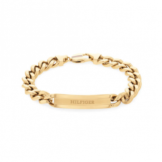 Tommy hilfiger heren armband geel verguld met plaat - 2010867