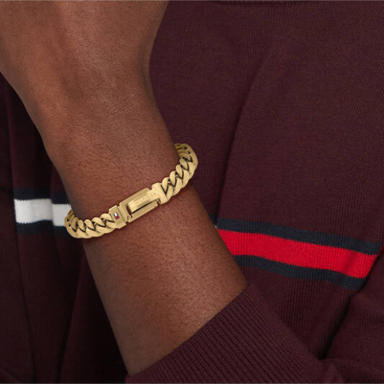 Tommy hilfiger heren armband geel verguld gourmet schakel - 2010874