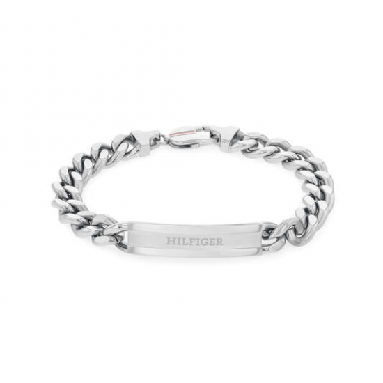 Tommy hilfiger heren armband gourmet schakels met plaat - 2010883