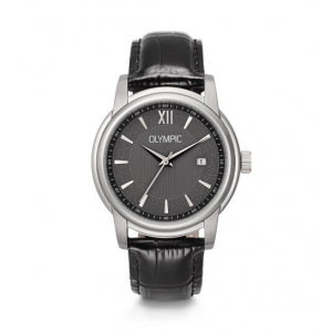 Olympic heren horloge met grijze plaat en zwart band - 2010962