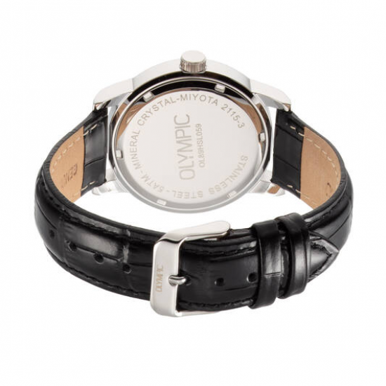 Olympic heren horloge met grijze plaat en zwart band - 2010962