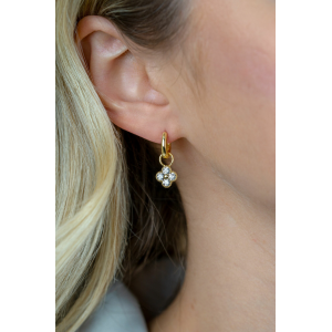 Zinzi creoolhanger gg.verg. klavertje vier met zirconia - 2010966