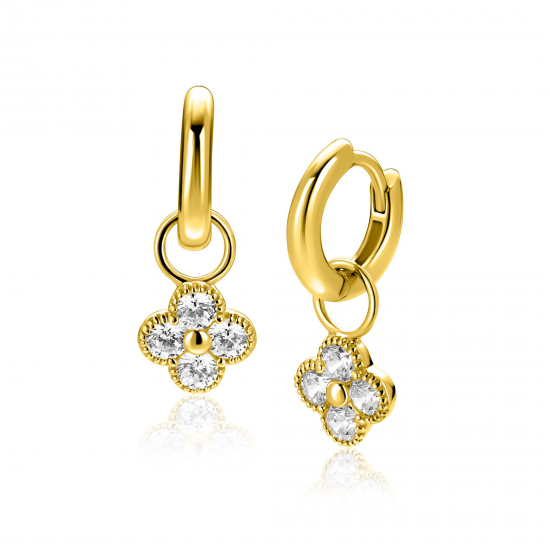 Zinzi creoolhanger gg.verg. klavertje vier met zirconia - 2010966