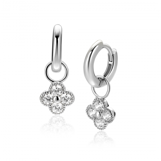 Zinzi creoolhanger  klavertje vier met zirconia - 2010967