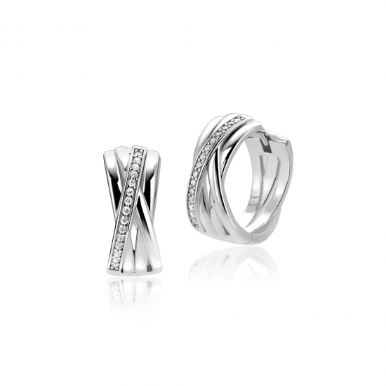 ZINZI zilveren oorring wikkelmodel met zirconia - 2010970