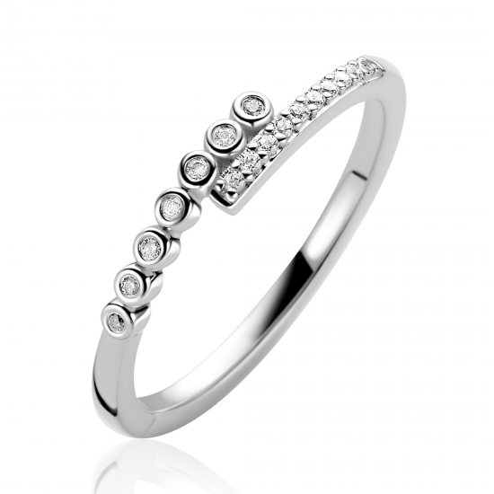ZINZI zilveren ring slag model met zirconia rond poot zetting - 2010976