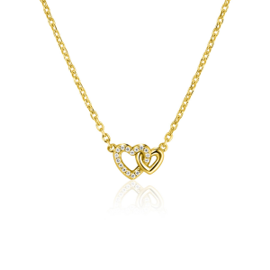 ZINZI zilveren collier  verguld met dubbelhartje een gezet met zirconia - 2010980 ZINZI zilveren collier  verguld met dubbelhartje een gezet met zirconia - 2010980